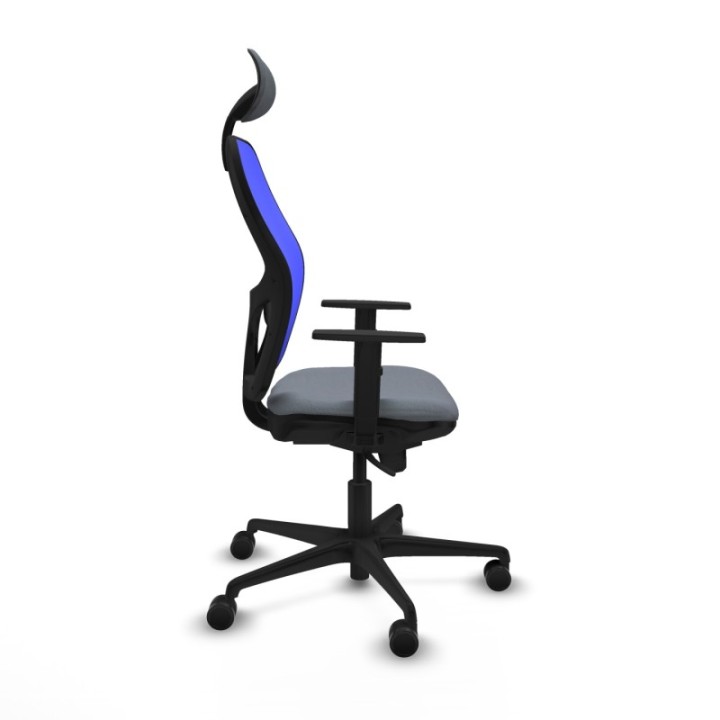 Jorquera sincro malla azul bali gris brazos 1D base nailon cabecero fijo ruedas 65mm nailon