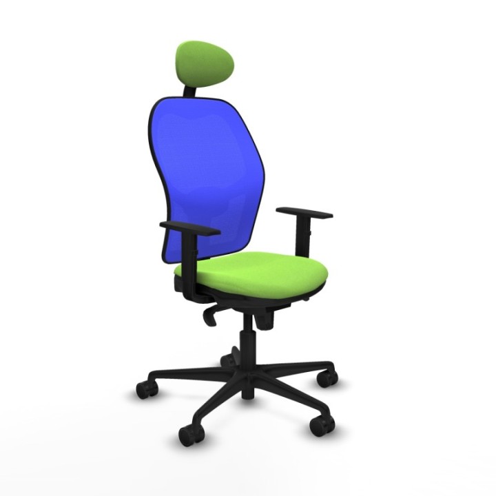 Jorquera sincro malla azul bali pistacho brazos 1D base nailon cabecero fijo ruedas 65mm nailon