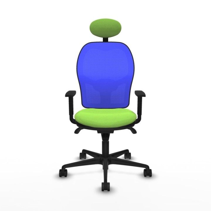 Jorquera sincro malla azul bali pistacho brazos 1D base nailon cabecero fijo ruedas 65mm nailon