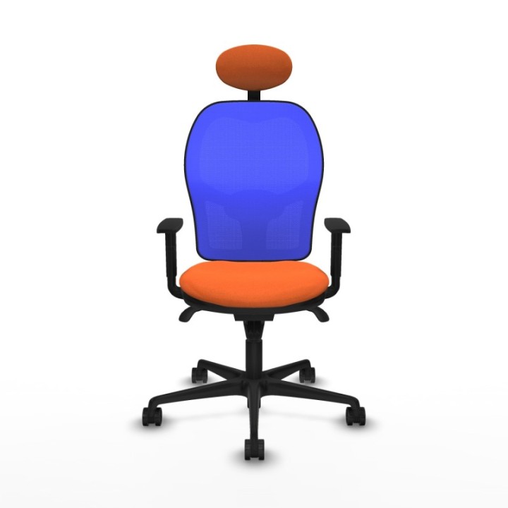 Jorquera sincro malla azul bali naranja brazos 1D base nailon cabecero fijo ruedas 65mm nailon