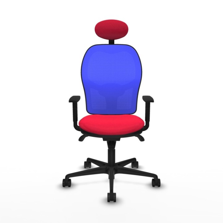 Jorquera sincro malla azul bali rojo brazos 1D base nailon cabecero fijo ruedas 65mm nailon