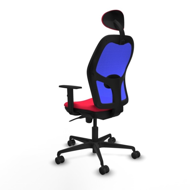 Jorquera sincro malla azul bali rojo brazos 1D base nailon cabecero fijo ruedas 65mm nailon