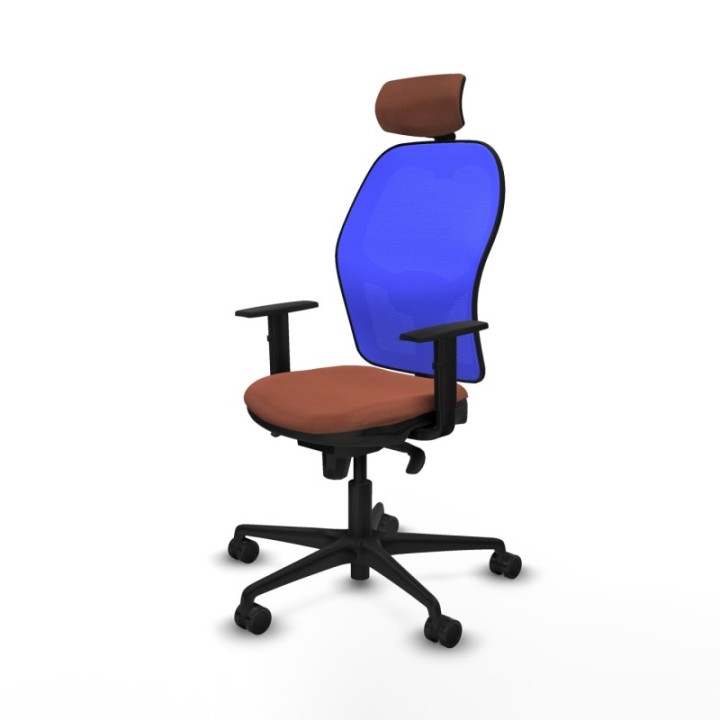 Jorquera sincro malla azul bali marrón brazos 1D base nailon cabecero 2D ruedas 65mm nailon