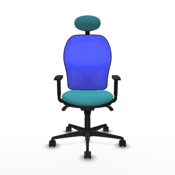 Jorquera sincro malla azul bali turquesa brazos 1D base nailon cabecero fijo ruedas 65mm nailon