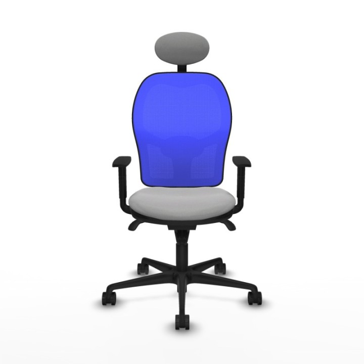 Jorquera sincro malla azul bali gris claro brazos 1D base nailon cabecero fijo ruedas 65mm nailon