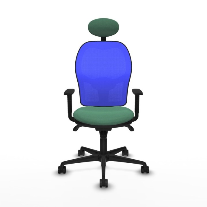 Jorquera sincro malla azul bali verde esmeralda brazos 1D base nailon cabecero fijo ruedas 65mm nailon