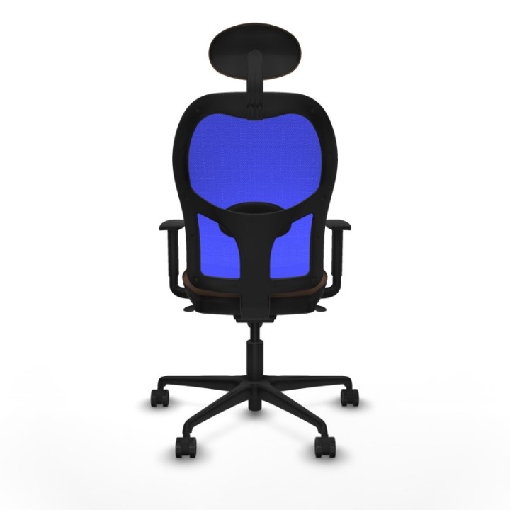 Jorquera sincro malla azul bali marrón oscuro brazos 1D base nailon cabecero fijo ruedas 65mm nailon