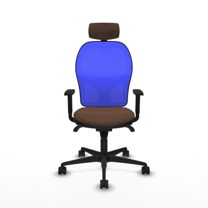 Jorquera sincro malla azul bali marrón oscuro brazos 1D base nailon cabecero 2D ruedas 65mm nailon