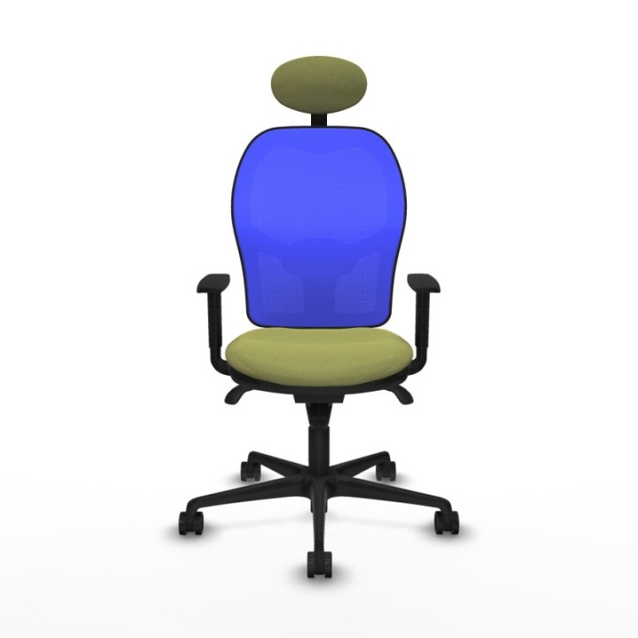 Jorquera sincro malla azul bali verde oliva brazos 1D base nailon cabecero fijo ruedas 65mm nailon