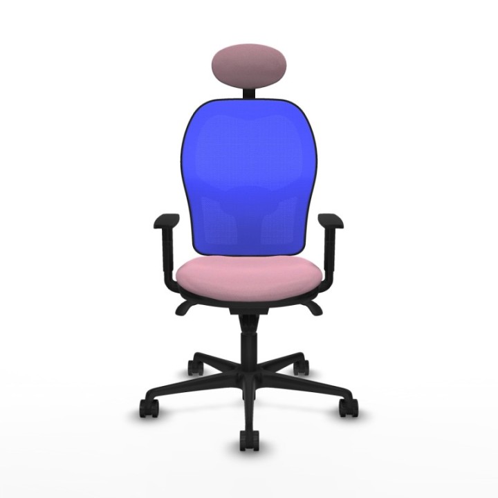 Jorquera sincro malla azul bali rosa brazos 1D base nailon cabecero fijo ruedas 65mm nailon