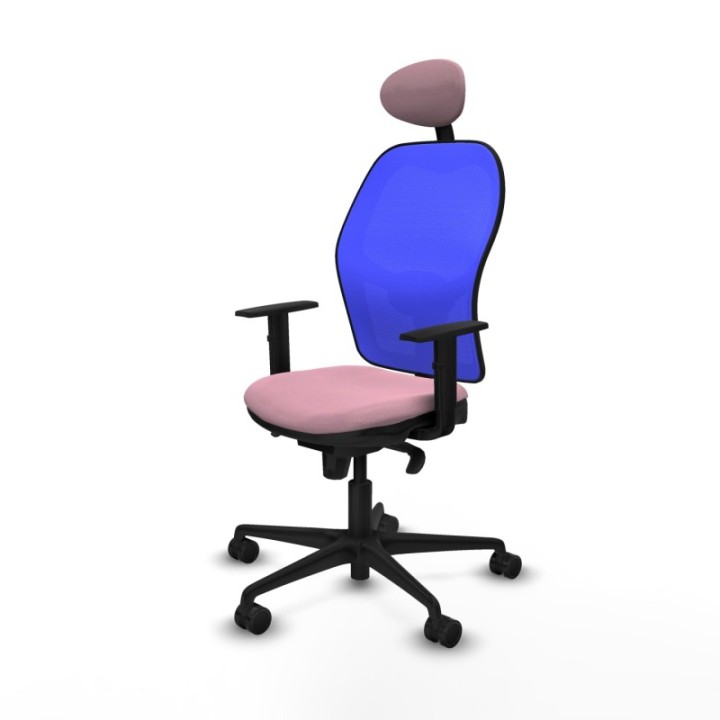 Jorquera sincro malla azul bali rosa brazos 1D base nailon cabecero fijo ruedas 65mm nailon