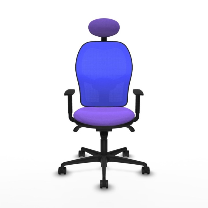 Jorquera sincro malla azul bali lila brazos 1D base nailon cabecero fijo ruedas 65mm nailon