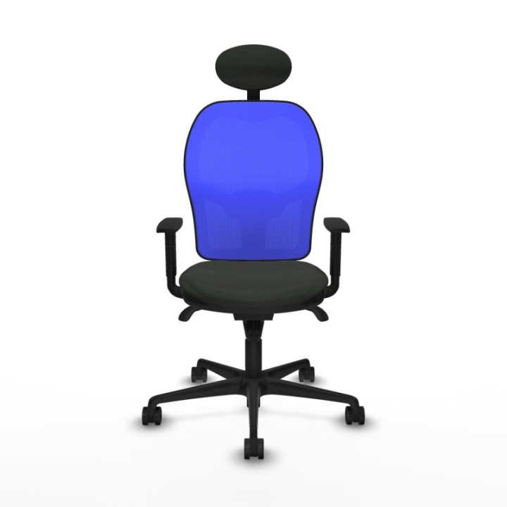 Jorquera sincro malla azul bali negro brazos 1D base nailon cabecero fijo ruedas 65mm nailon