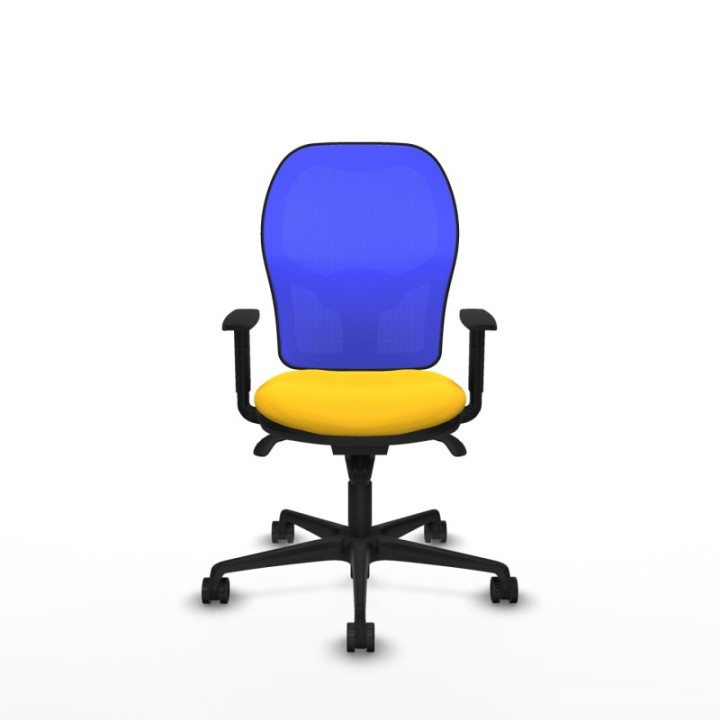 Jorquera sincro malla azul similpiel amarillo brazos 1D base nailon  ruedas 65mm nailon