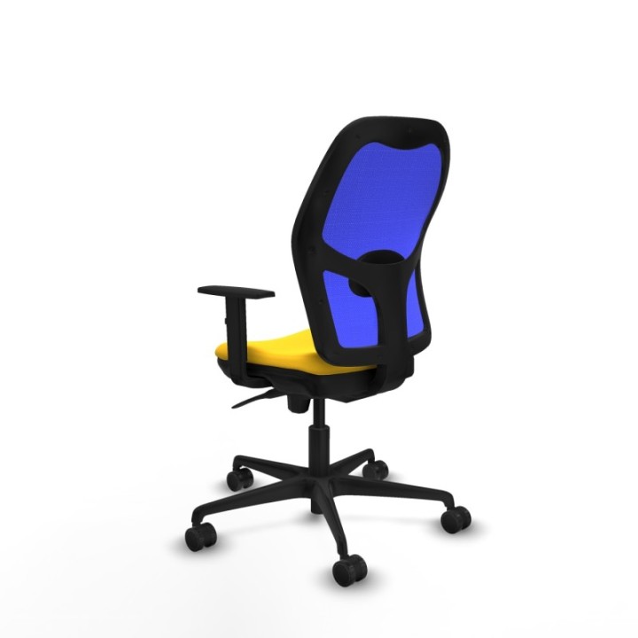 Jorquera sincro malla azul similpiel amarillo brazos 1D base nailon  ruedas 65mm nailon