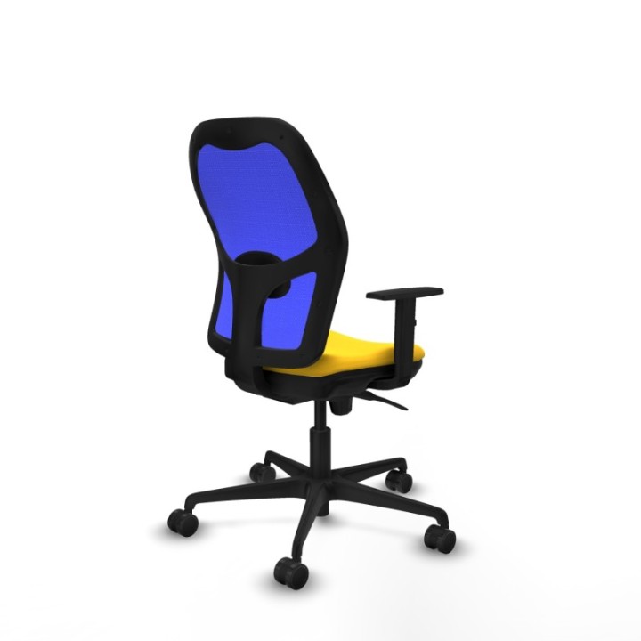 Jorquera sincro malla azul similpiel amarillo brazos 1D base nailon  ruedas 65mm nailon