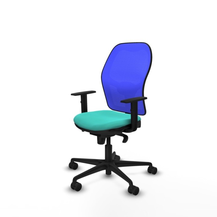 Jorquera sincro malla azul similpiel turquesa brazos 1D base nailon  ruedas 65mm nailon