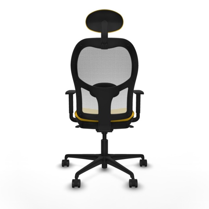 Jorquera sincro malla blanca bali amarillo brazos 1D base nailon cabecero fijo ruedas 65mm nailon