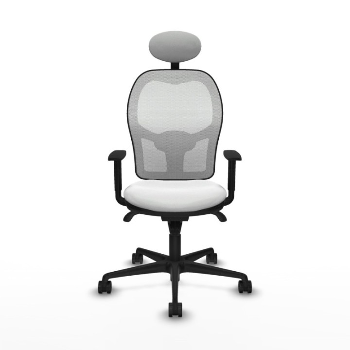 Jorquera sincro malla blanca bali blanco brazos 1D base nailon cabecero fijo ruedas 65mm nailon