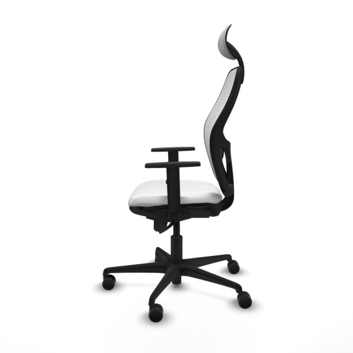 Jorquera sincro malla blanca bali blanco brazos 1D base nailon cabecero fijo ruedas 65mm nailon