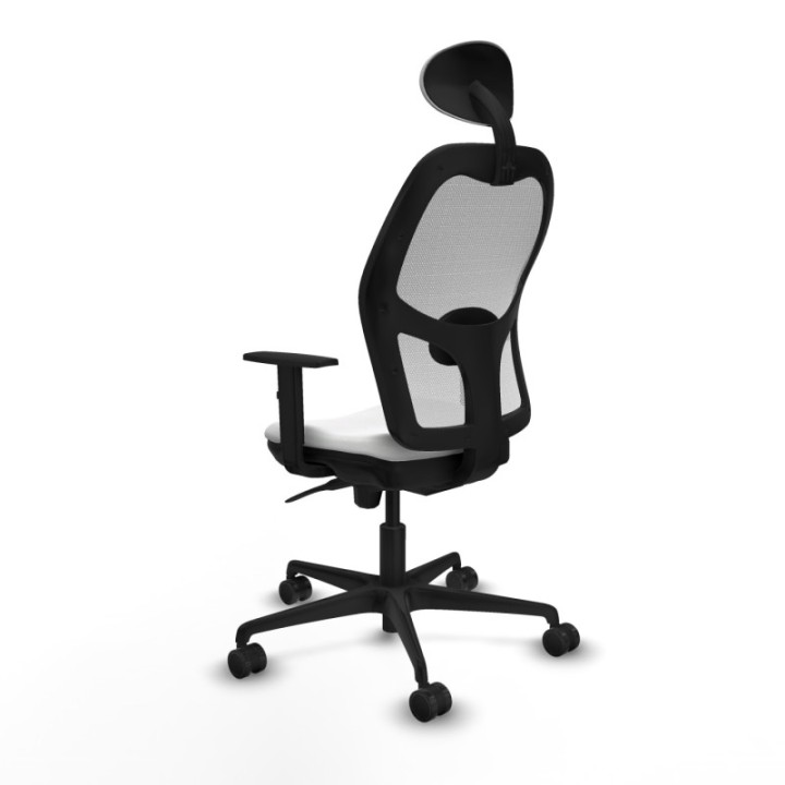 Jorquera sincro malla blanca bali blanco brazos 1D base nailon cabecero fijo ruedas 65mm nailon