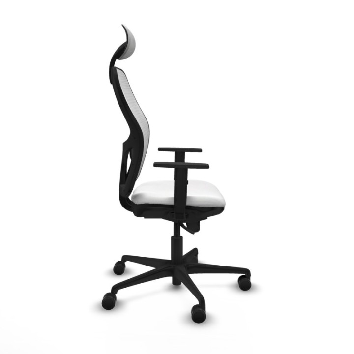 Jorquera sincro malla blanca bali blanco brazos 1D base nailon cabecero fijo ruedas 65mm nailon