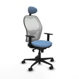 Jorquera sincro malla blanca bali azul cielo brazos 1D base nailon cabecero fijo ruedas 65mm nailon