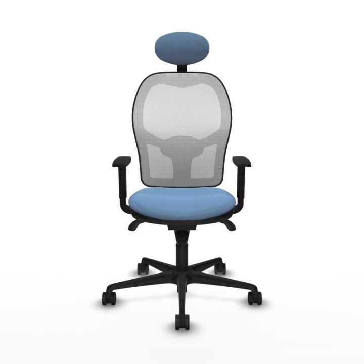 Jorquera sincro malla blanca bali azul cielo brazos 1D base nailon cabecero fijo ruedas 65mm nailon