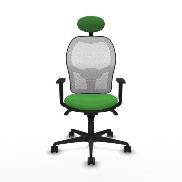 Jorquera sincro malla blanca bali verde brazos 1D base nailon cabecero fijo ruedas 65mm nailon