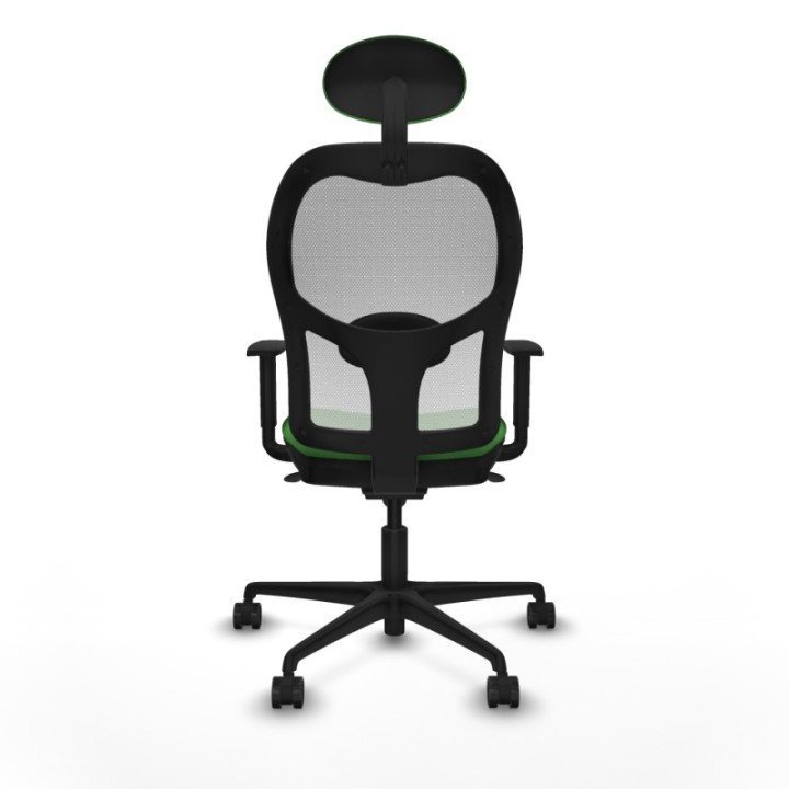 Jorquera sincro malla blanca bali verde brazos 1D base nailon cabecero fijo ruedas 65mm nailon