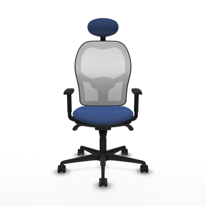 Jorquera sincro malla blanca bali azul marino brazos 1D base nailon cabecero fijo ruedas 65mm nailon