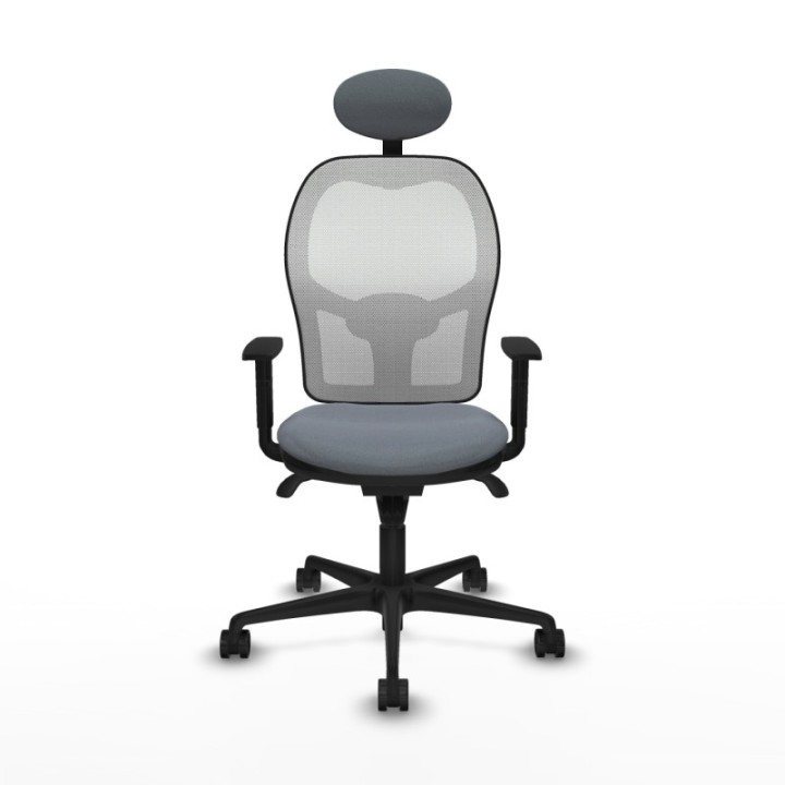 Jorquera sincro malla blanca bali gris brazos 1D base nailon cabecero fijo ruedas 65mm nailon