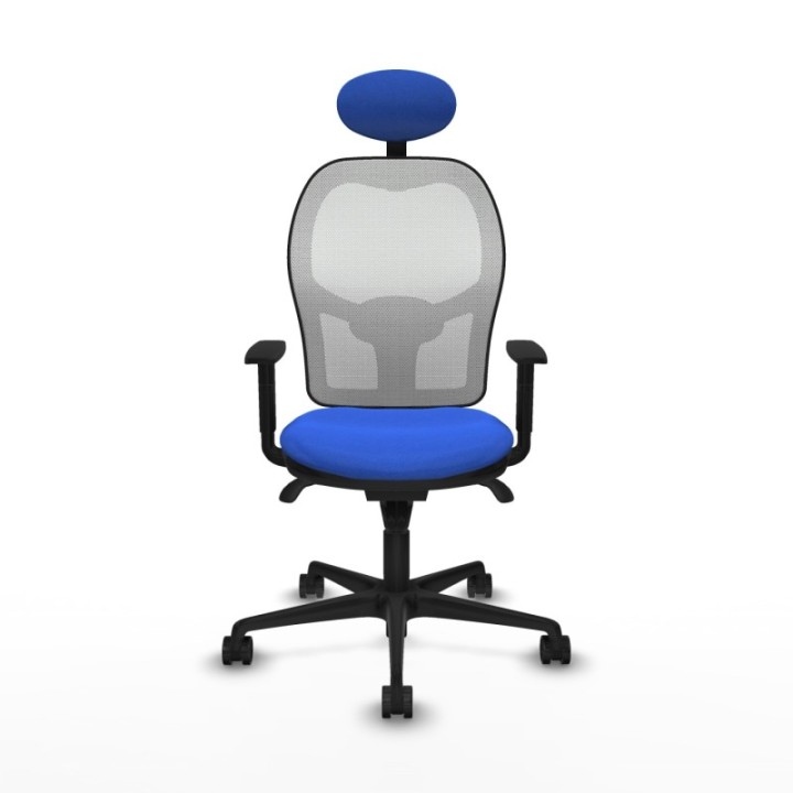 Jorquera sincro malla blanca bali azul brazos 1D base nailon cabecero fijo ruedas 65mm nailon