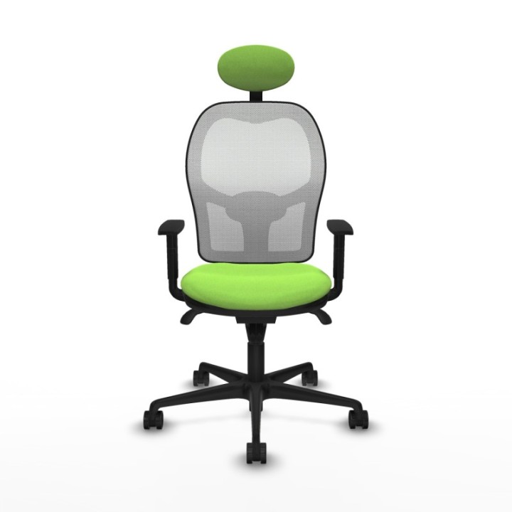 Jorquera sincro malla blanca bali pistacho brazos 1D base nailon cabecero fijo ruedas 65mm nailon