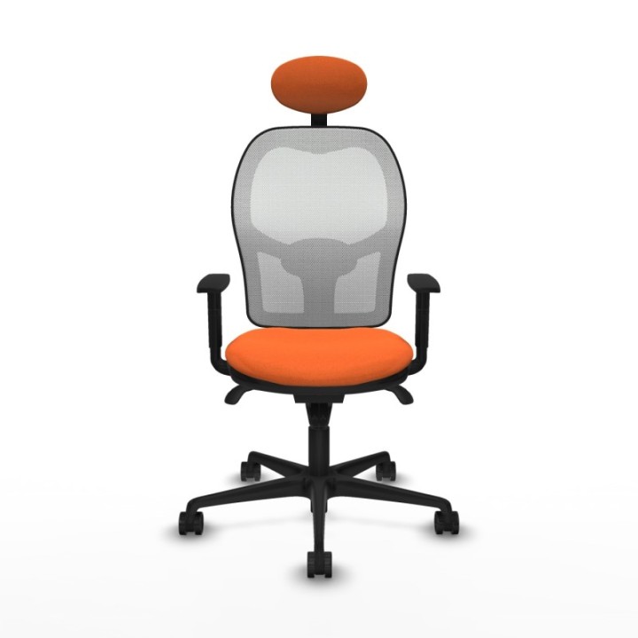 Jorquera sincro malla blanca bali naranja brazos 1D base nailon cabecero fijo ruedas 65mm nailon