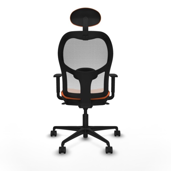 Jorquera sincro malla blanca bali naranja brazos 1D base nailon cabecero fijo ruedas 65mm nailon