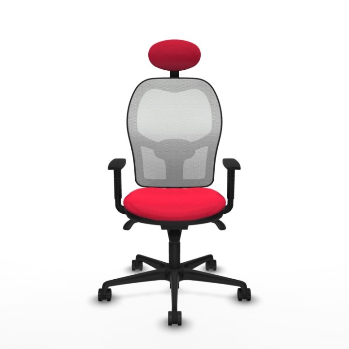 Jorquera sincro malla blanca bali rojo brazos 1D base nailon cabecero fijo ruedas 65mm nailon