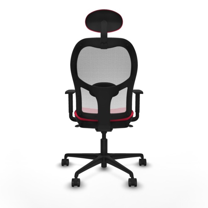 Jorquera sincro malla blanca bali rojo brazos 1D base nailon cabecero fijo ruedas 65mm nailon