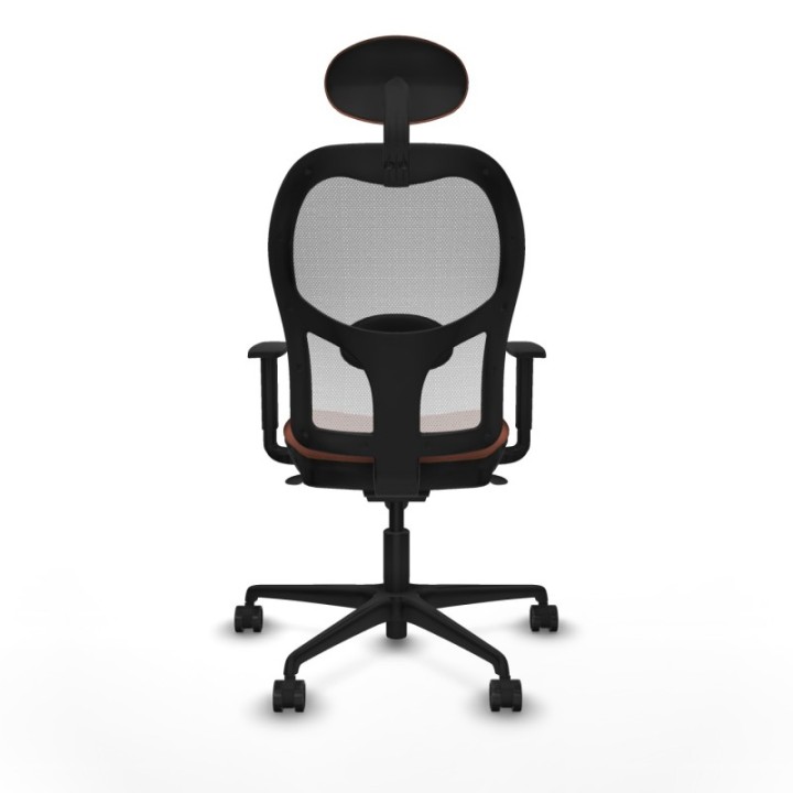 Jorquera sincro malla blanca bali marrón brazos 1D base nailon cabecero fijo ruedas 65mm nailon