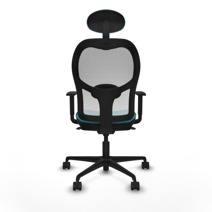 Jorquera sincro malla blanca bali turquesa brazos 1D base nailon cabecero fijo ruedas 65mm nailon