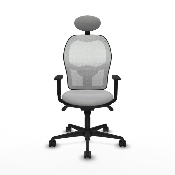 Jorquera sincro malla blanca bali gris claro brazos 1D base nailon cabecero fijo ruedas 65mm nailon