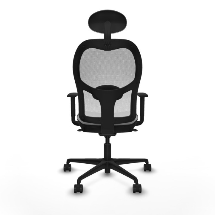 Jorquera sincro malla blanca bali gris claro brazos 1D base nailon cabecero fijo ruedas 65mm nailon