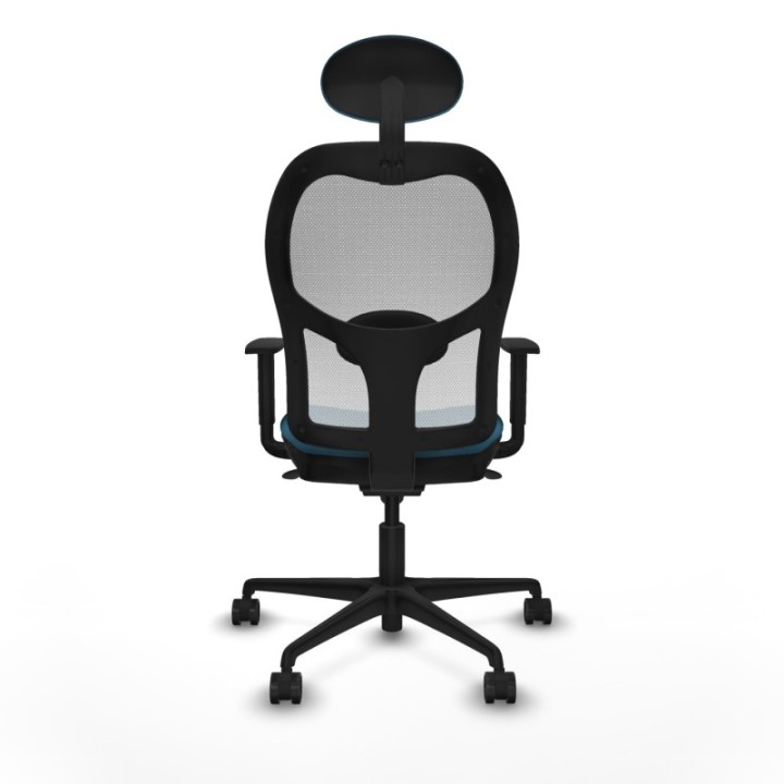 Jorquera sincro malla blanca bali verde petroleo brazos 1D base nailon cabecero fijo ruedas 65mm nailon