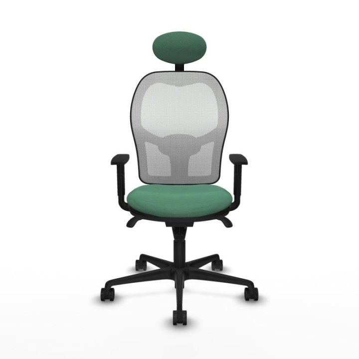 Jorquera sincro malla blanca bali verde esmeralda brazos 1D base nailon cabecero fijo ruedas 65mm nailon