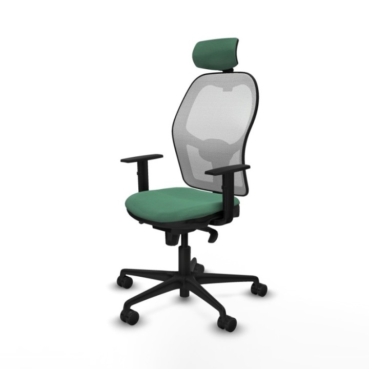 Jorquera sincro malla blanca bali verde esmeralda brazos 1D base nailon cabecero 2D ruedas 65mm nailon