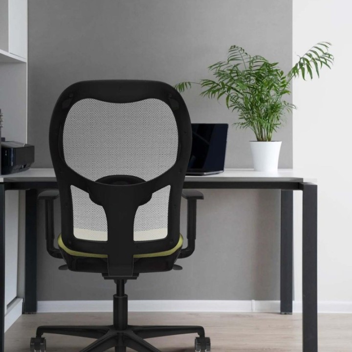 Jorquera sincro malla blanca bali marrón oscuro brazos 1D base nailon  ruedas 65mm nailon