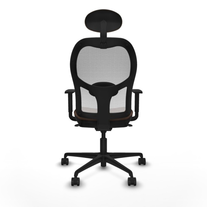 Jorquera sincro malla blanca bali marrón oscuro brazos 1D base nailon cabecero fijo ruedas 65mm nailon