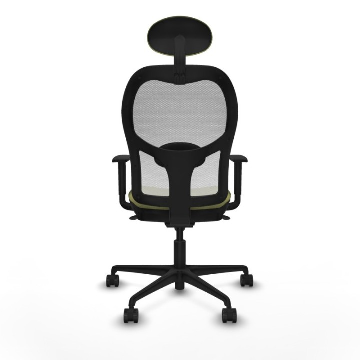 Jorquera sincro malla blanca bali verde oliva brazos 1D base nailon cabecero fijo ruedas 65mm nailon