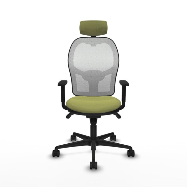 Jorquera sincro malla blanca bali verde oliva brazos 1D base nailon cabecero 2D ruedas 65mm nailon