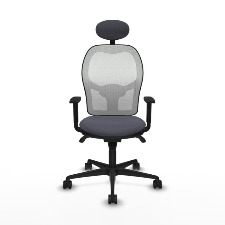 Jorquera sincro malla blanca bali gris oscuro brazos 1D base nailon cabecero fijo ruedas 65mm nailon